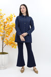 Zımba Detaylı Denim Tunik - İndigo