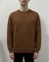 Düz Basic Bisiklet Yaka Sweat -Kahverengi