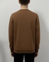 Düz Basic Bisiklet Yaka Sweat -Kahverengi