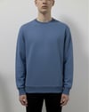 Düz Basic Bisiklet Yaka Sweat -Mavi