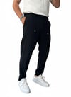 Siyah Relaxed Fit Kumaş Jogger