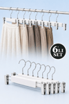 6'lı Set Lüks Mandallı Etek Pantolon ve Elbise Askısı Beyaz