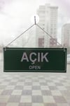 Açık Kapalı Çift Yön Kapı Tabelası – Mağaza Açık Kapalı Yazısı, Uyarı Levhası 10x30 cm (Kapı & Kat Yönlendirme)