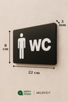 Bay WC Yönlendirme Tabelası – Siyah Pleksi Üzeri Gri Folyo Kesim 22x8 cm (Kapı & Kat Yönlendirme)