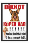 Dikkat Köpek Var Mizahi Uyarı Tabelası – “Kediye de Dikkat Edin!” Komik Levha