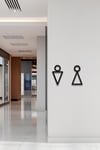 Erkek & Kadın WC Figür Tabelası – Siyah Metal Minimal Kapı Simgesi (Kapı & Kat Yönlendirme)