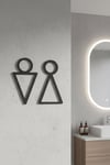 Erkek & Kadın WC Figür Tabelası – Siyah Metal Minimal Kapı Simgesi (Kapı & Kat Yönlendirme)