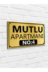 Gold Pleksi Apartman Levhası | Kişiye Özel Kapı Numarası | Global Tabela