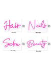 Hair – Nails – Salon – Beauty Neon Set | 4'lü Kuaför & Güzellik Salonu LED Tabela