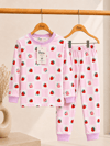 Çilek Desenli Kalın Mevsimlik Pijama Takımı (Tam Kalıp)
