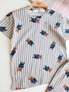 Çizgili Ayı Desenli Şortlu Pijama Takımı