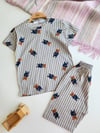 Çizgili Ayı Desenli Şortlu Pijama Takımı