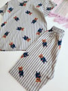 Çizgili Ayı Desenli Şortlu Pijama Takımı
