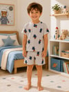 Çizgili Ayı Desenli Şortlu Pijama Takımı