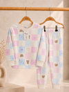 Kare Desenli Kalın Mevsimlik Pijama Takımı (Tam Kalıp)