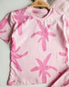Pembe Palmiye Desenli Yazlık Şortlu Pijama Takımı