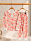 Sevimli Tilki Desenli Kalın Mevsimlik Pijama Takımı (Rahat Kalıp)