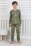 Yeşil Araba Desenli Mevsimlik Pijama Takımı
