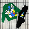 Yeşil Daffy Duck Baskılı İçi Polarlı Eşofman Takımı