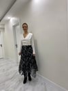 Asimetrik Ekose Desenli Tasarım Uzun Etek