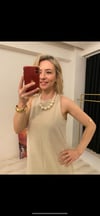 Bej %100 Pamuk Keten Basic Elbise 
