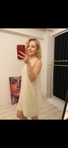 Bej %100 Pamuk Keten Basic Elbise 