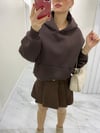 Çift Kumaşlı Kapişonlu Şardonlu Önü cepli SweatShirt Acıkahve