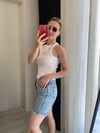 Halter Yaka Fitilli Beyaz Basic Atlet Beyaz