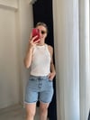 Halter Yaka Fitilli Beyaz Basic Atlet Beyaz