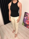 Halter Yaka Fitilli Beyaz Basic Atlet
