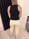 Halter Yaka Fitilli Beyaz Basic Atlet