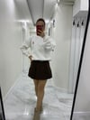 Karaca Baskılı Oversize Kalıp Şardonlu Sweatshirt Beyaz