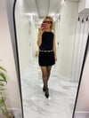Kaşe Mini Fermuarlı Etek Siyah 