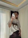 Leopar Desen Oversize Regular Tişört Beyaz
