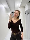 Madonna Çapraz Yaka Bluz Kahverengi