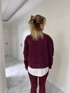 Marka Model Bisiklet Yaka Tişört Bitişli Şardonlu SweatShirt Bordo