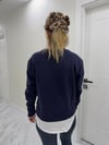 Marka Model Bisiklet Yaka Tişört Bitişli Şardonlu SweatShirt Lacivert