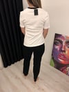 MD Model Pamuklu Siyah bisiklet Yaka Basic Tişört Beyaz