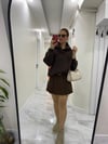 Önü Cepli Kapişonu Çift kat Acı kahve Şardonlu SweatShirt