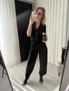 Orj Marka Premium Tensel Kumaş Beli Lastikli Palazzo Pantolon  Siyah