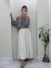 Parlak Taşlı Uzun Kollu Merserize Beach Triko Crop Top Bluz  Gri