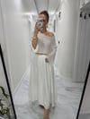 Parlak Taşlı Uzun Kollu Merserize Beach Triko Crop Top Bluz  Beyaz