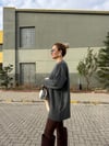 Pinterest Model Oversize Bisiklet Yaka Uzun Kazak Gri