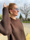 Pinterest Model Oversize Bisiklet Yaka Uzun Kazak Acı Kahve