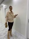 Premium Çift Cepli Peluş Oversize Kürk Kaban Bej