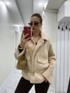 Premium Çift Cepli Peluş Oversize Kürk Kaban Bej
