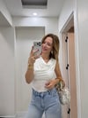 PREMİUM Degaje Yaka Tokalı Bluz  Beyaz 