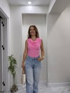 PREMİUM Degaje Yaka Tokalı Bluz  Pembe