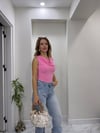 PREMİUM Degaje Yaka Tokalı Bluz  Pembe