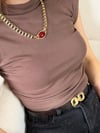 Premium Dik Yaka Pamuklu Tişört Kahve